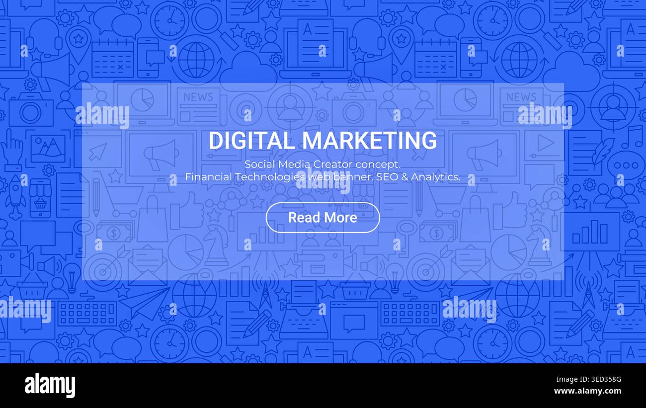 Digital Marketing Line Banner Stock Vector