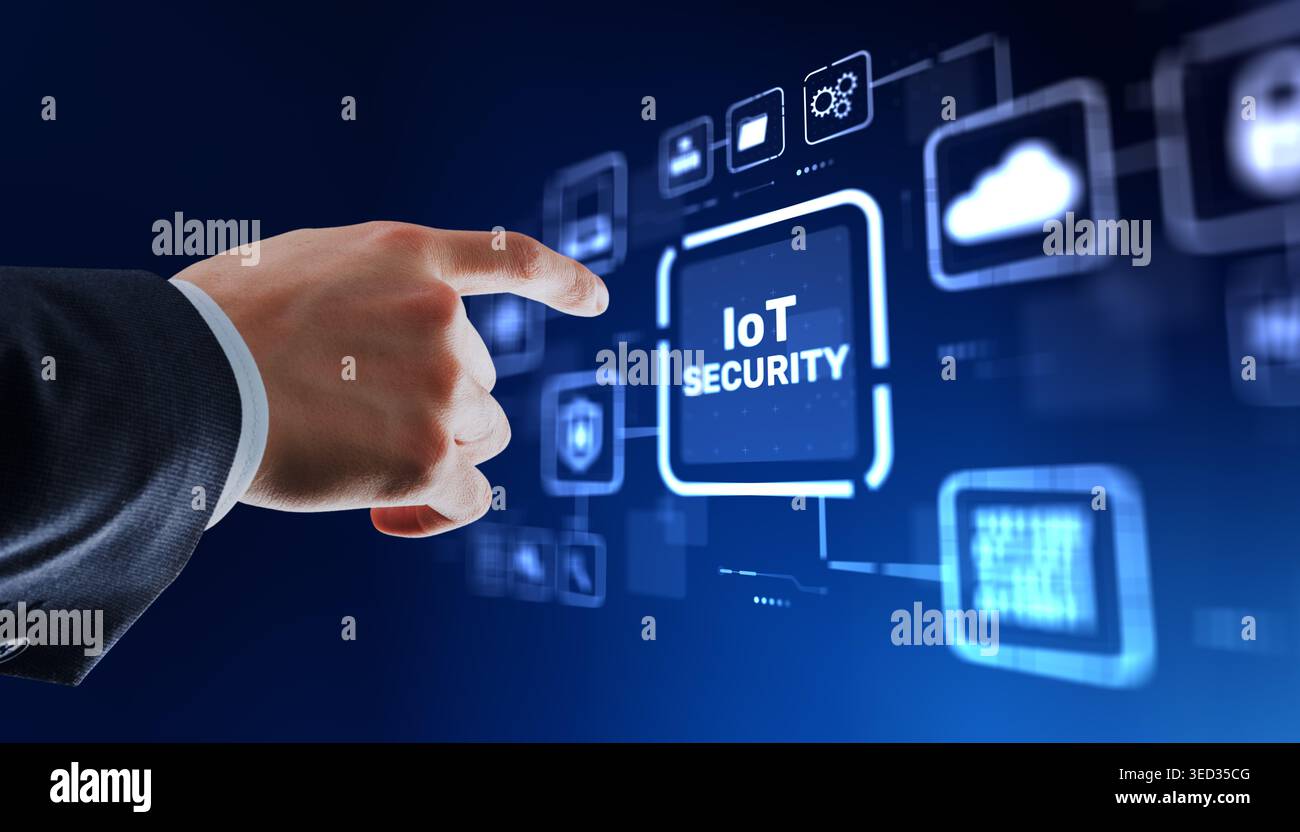 Cybersecurity protection for smart home IoT devices and connected network systems. Stock Photo