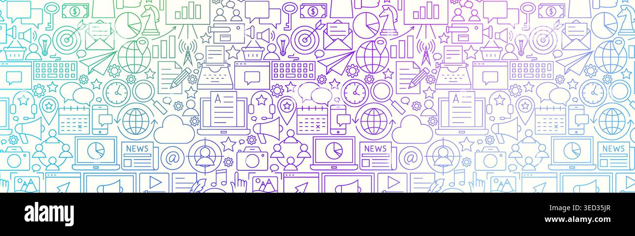 Long Outline Digital Marketing Banner Stock Vector