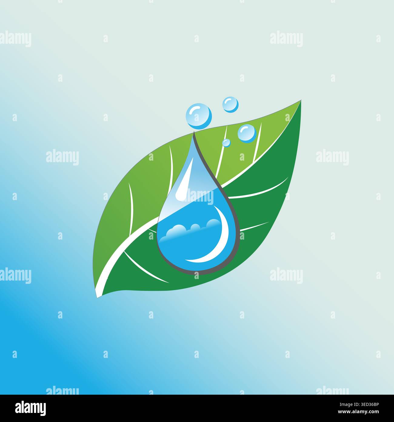 Eco Water Drop Leaf Sustainability Nature Logo Vector Illustration Stock Vector