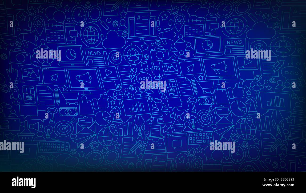 Digital Marketing Outline Header Banner Stock Vector