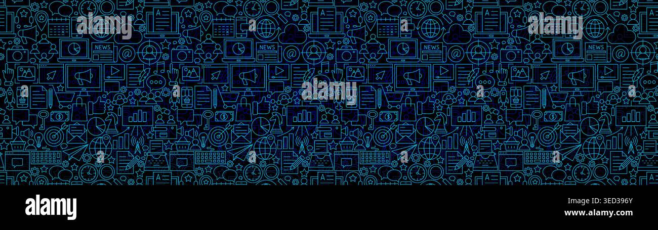 Digital Marketing Line Header Banner Stock Vector
