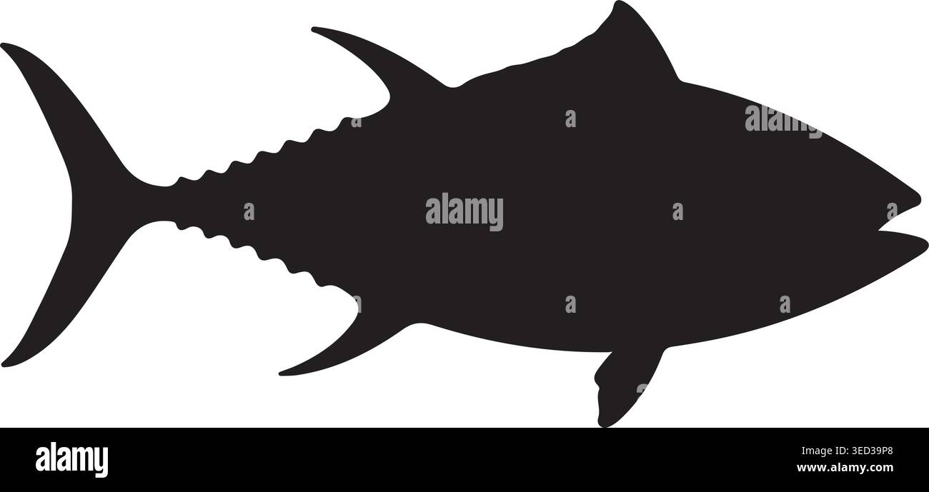 Tuna Fish Silhouette Isolated on White Background Stock Vector