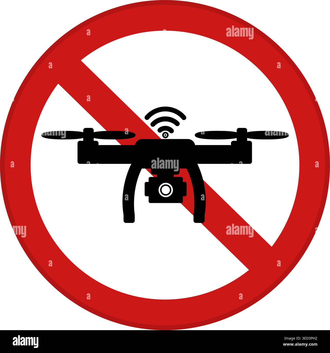 Red Sign No Drone Zone. Vector Icon. Prohibitory Road Sign. Drones Prohibited Stock Vector