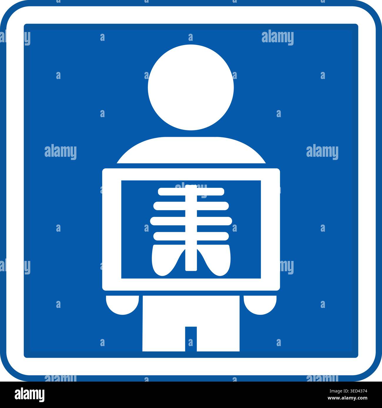Blue Radiology Sign. Vector Icon. Person Taking X-rays of Internal ...