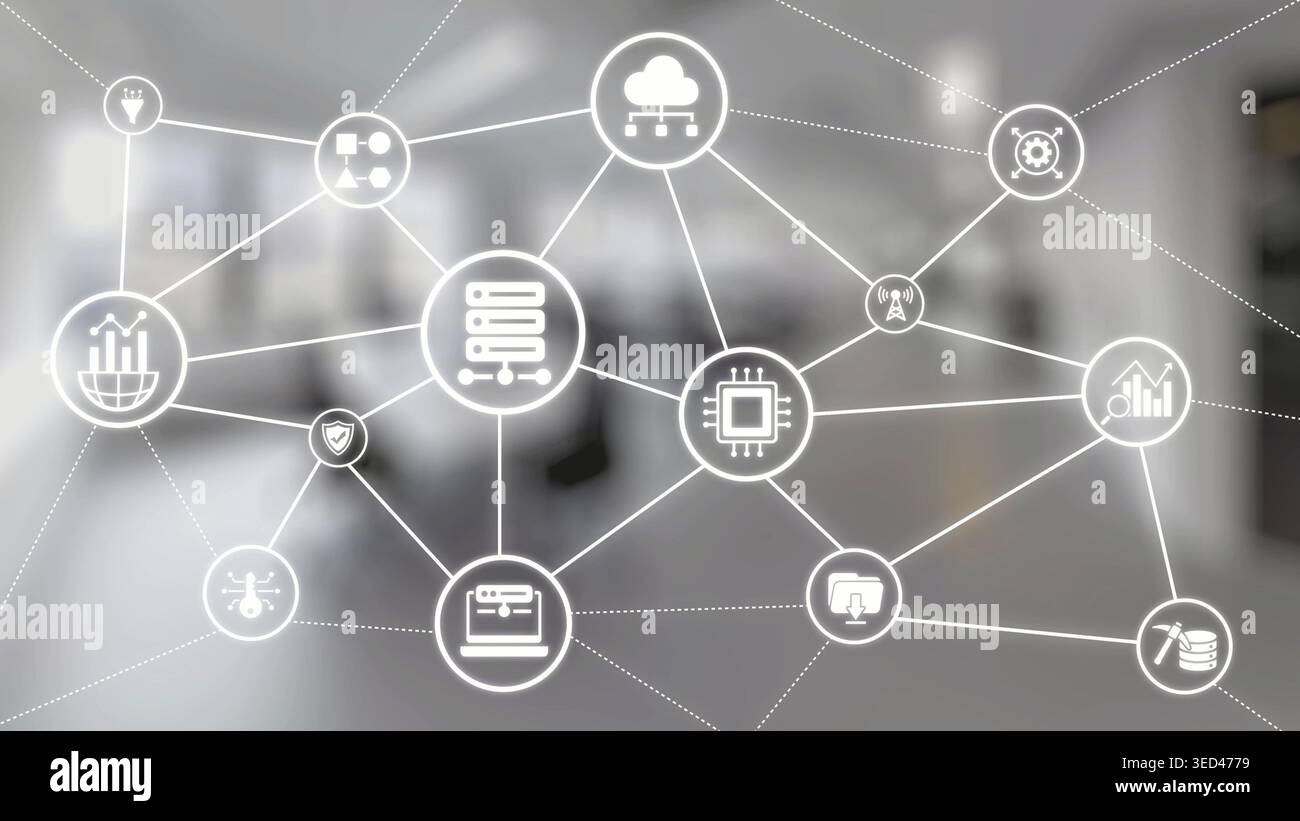 Concept of big data processing and analysis using big data architecture enables insights, big data visualization, and big data integration. Gist Stock Photo
