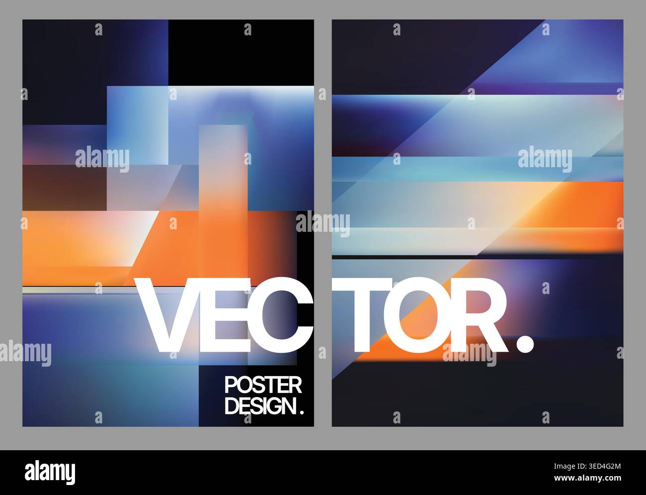 Futuristic poster with bold contrast and reflective surfaces for branding Stock Vector