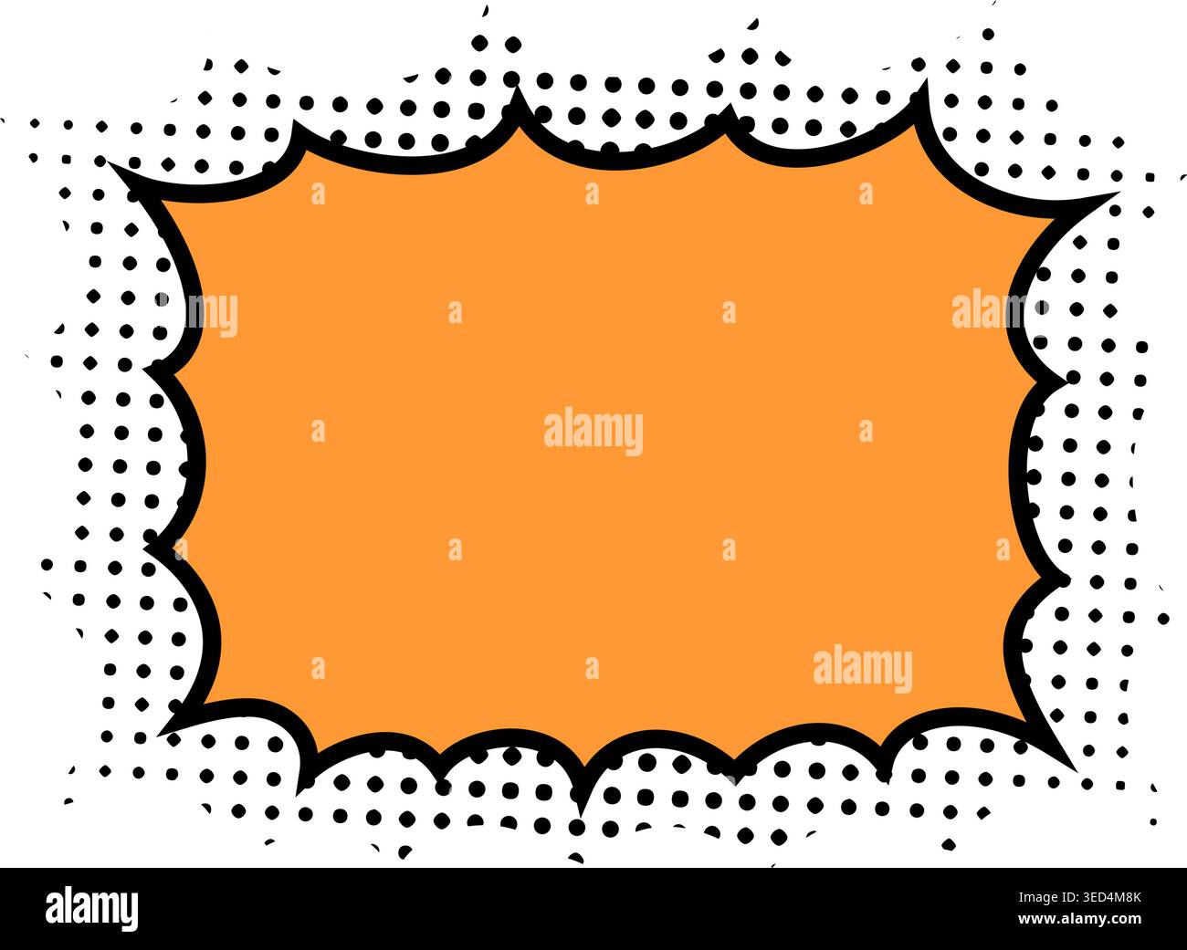 Empty orange speech bubble with half tone background in manga style ...