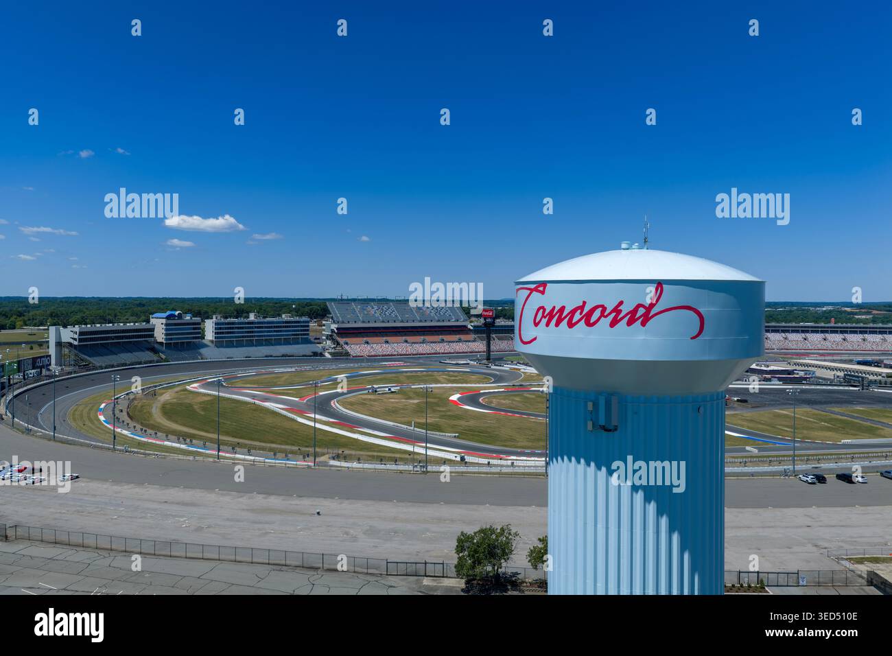 An aerial view of Charlotte Motor Speedway reveals its 1.5-mile quad ...