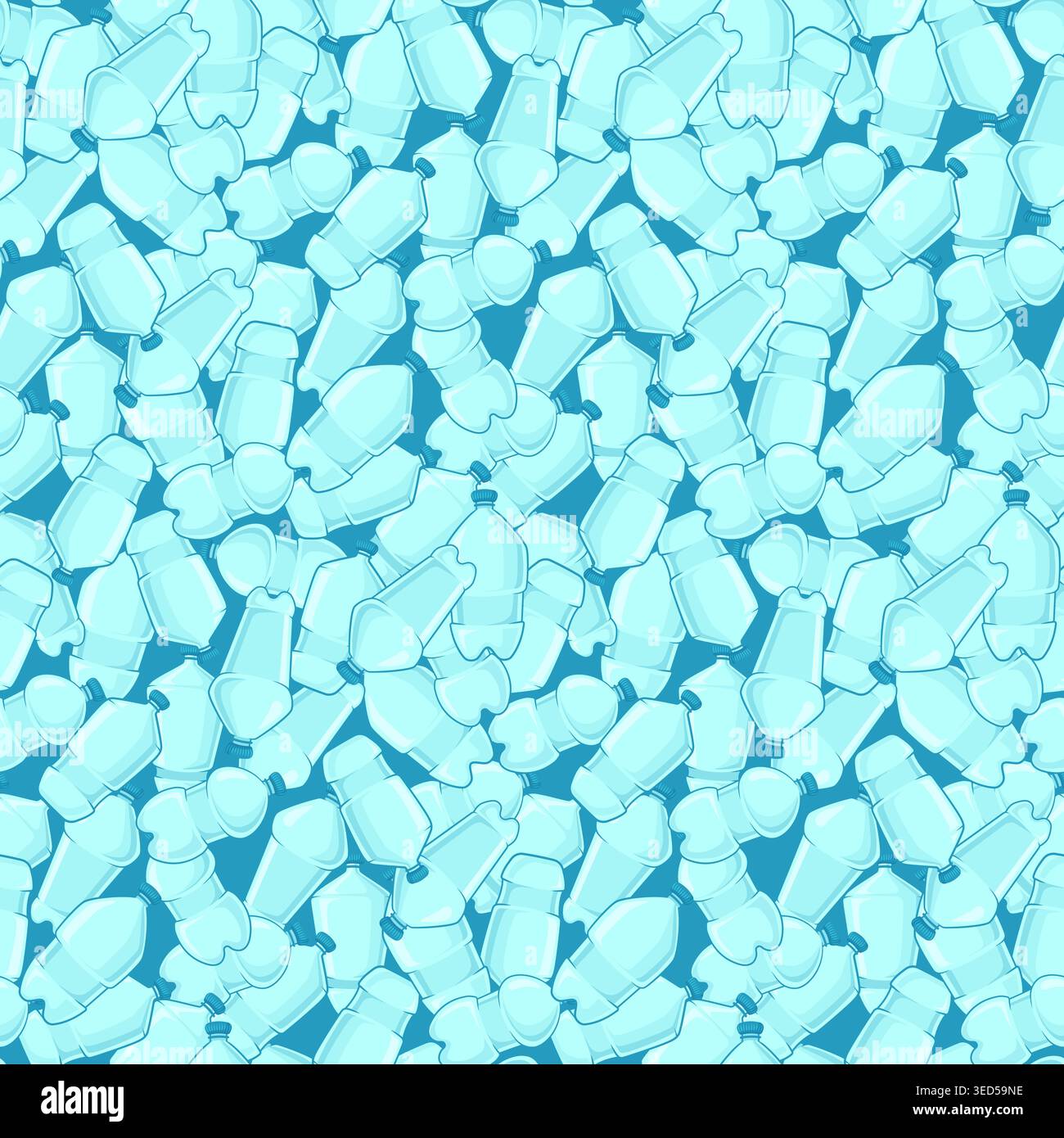 Seamless pattern with piled plastic bottles, stop ocean pollution, environmental pollution Stock Vector