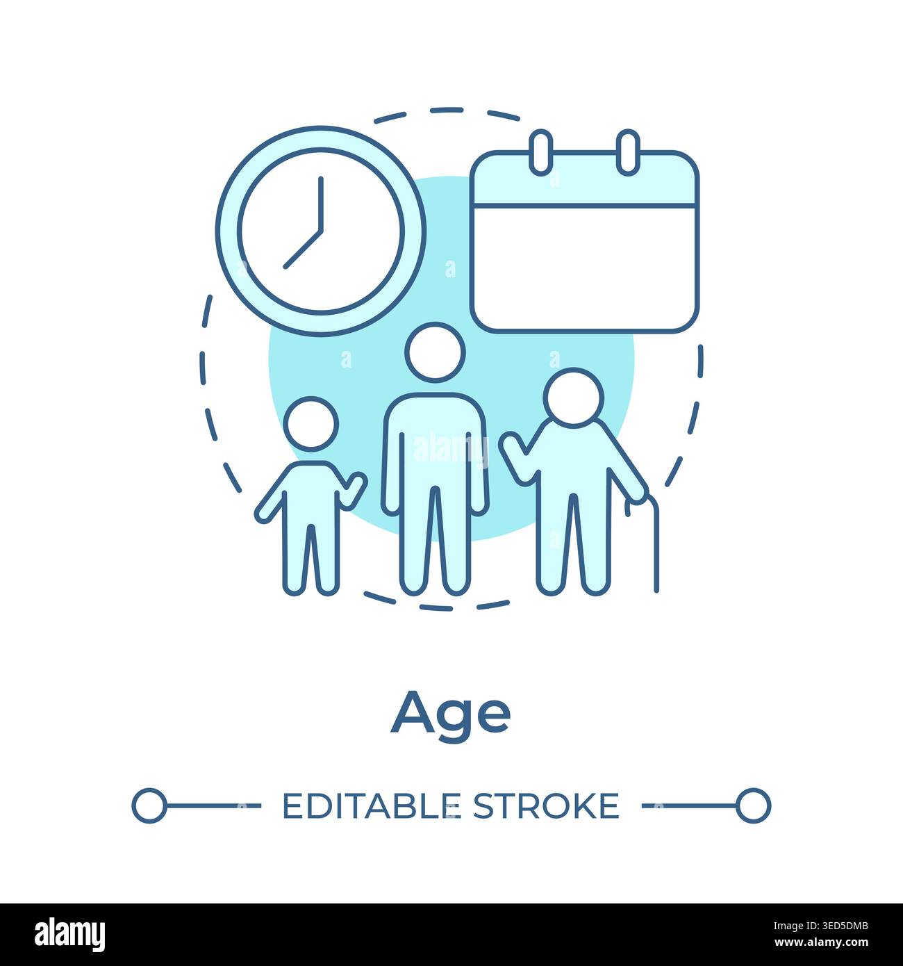 Age soft blue concept icon Stock Vector