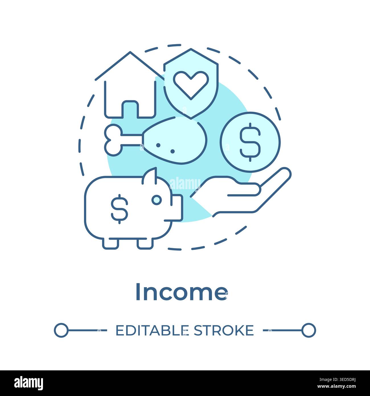 Income soft blue concept icon Stock Vector