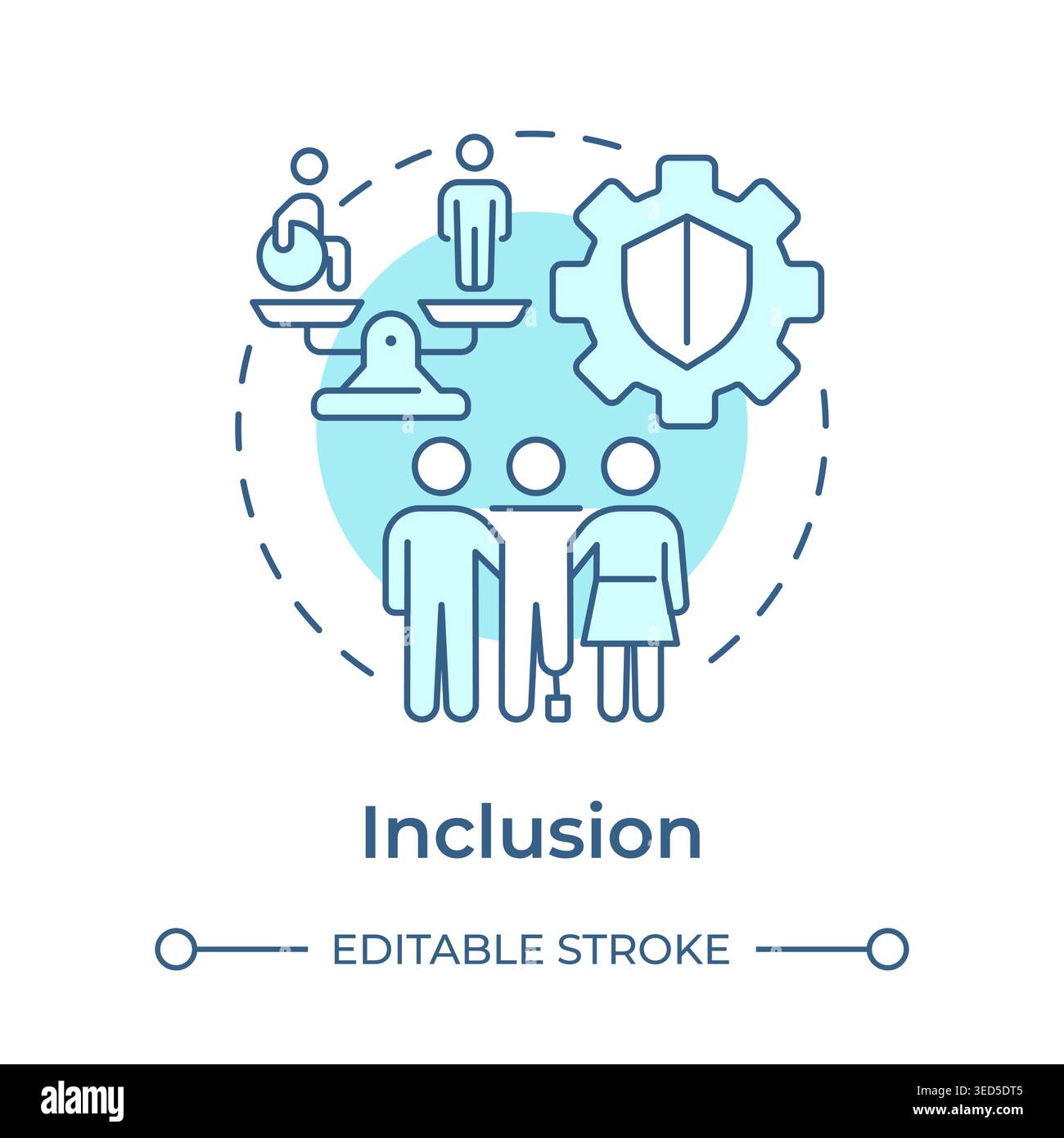 Inclusion soft blue concept icon Stock Vector