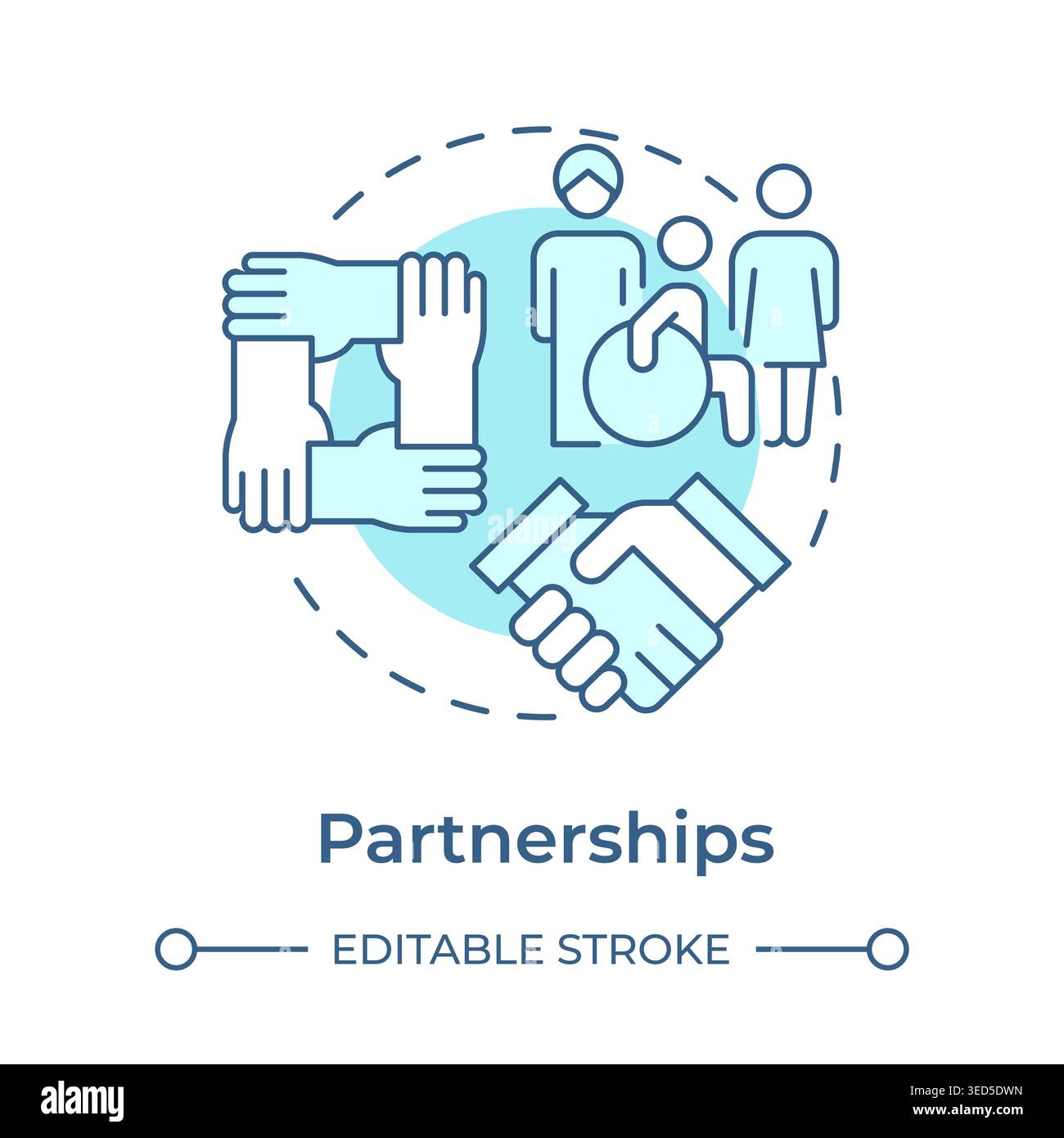 Partnerships soft blue concept icon Stock Vector
