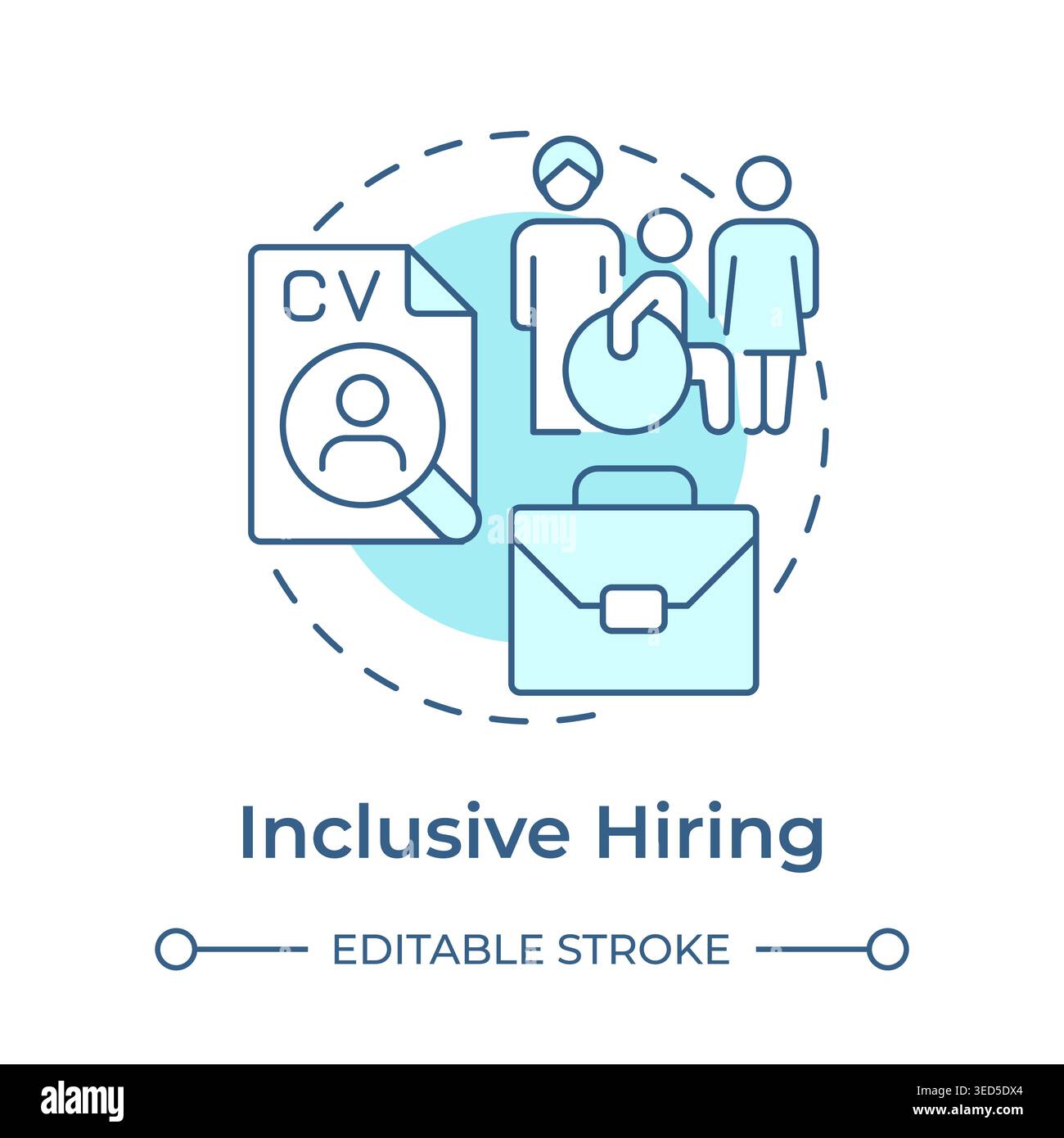 Inclusive hiring soft blue concept icon Stock Vector
