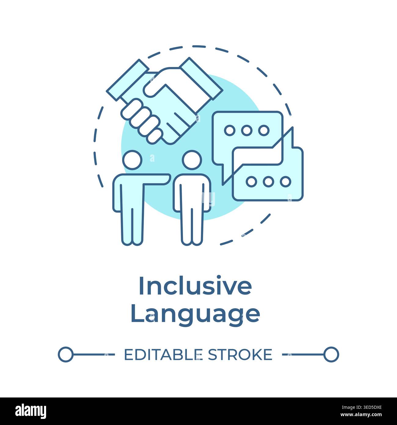 Inclusive language soft blue concept icon Stock Vector
