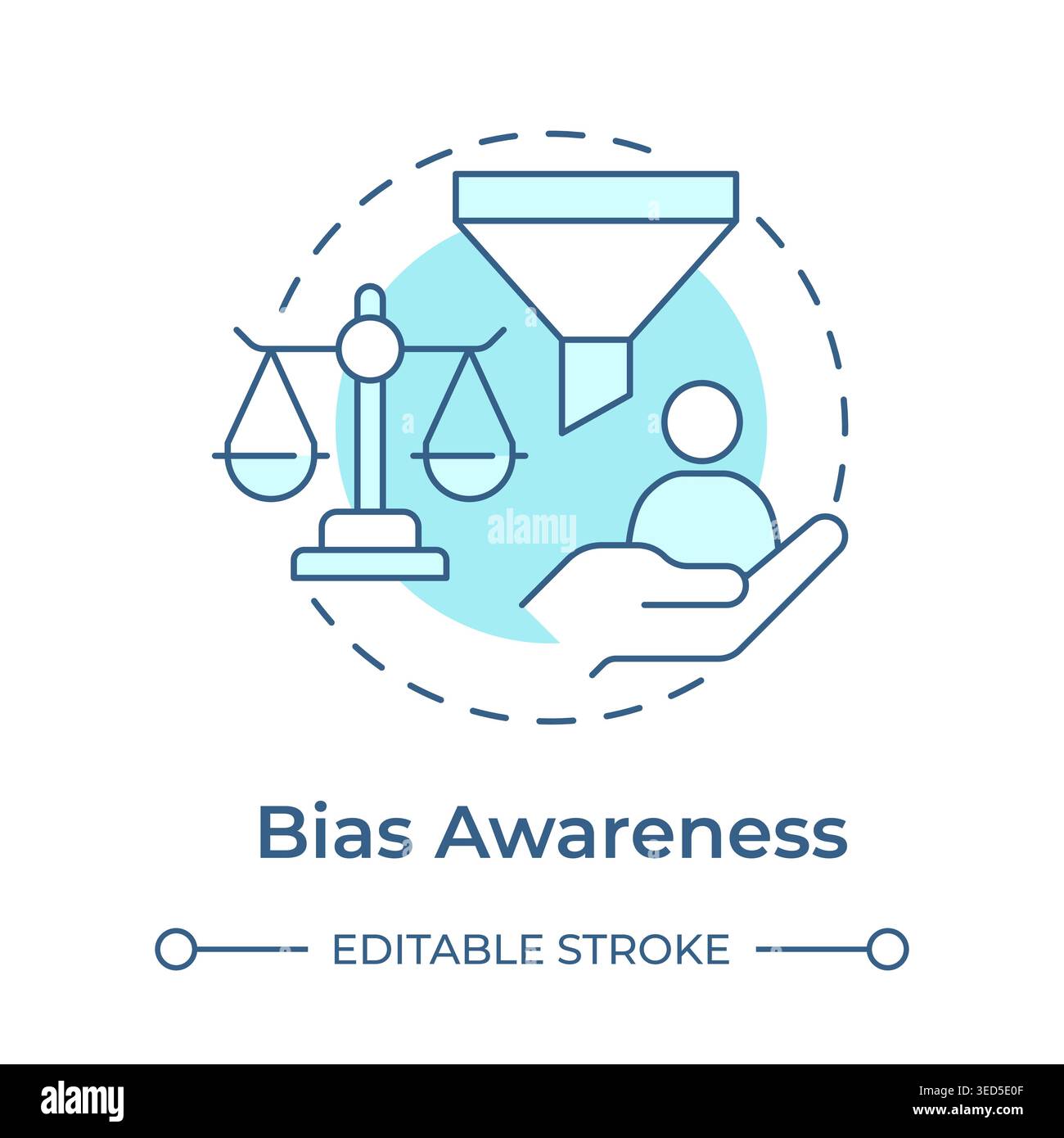 Bias awareness soft blue concept icon Stock Vector
