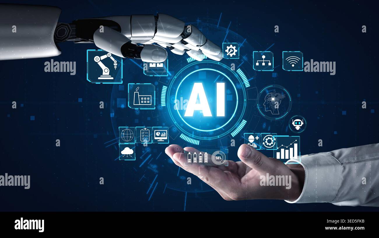 Human and Robot Interaction in Artificial Intelligence Concept with ...