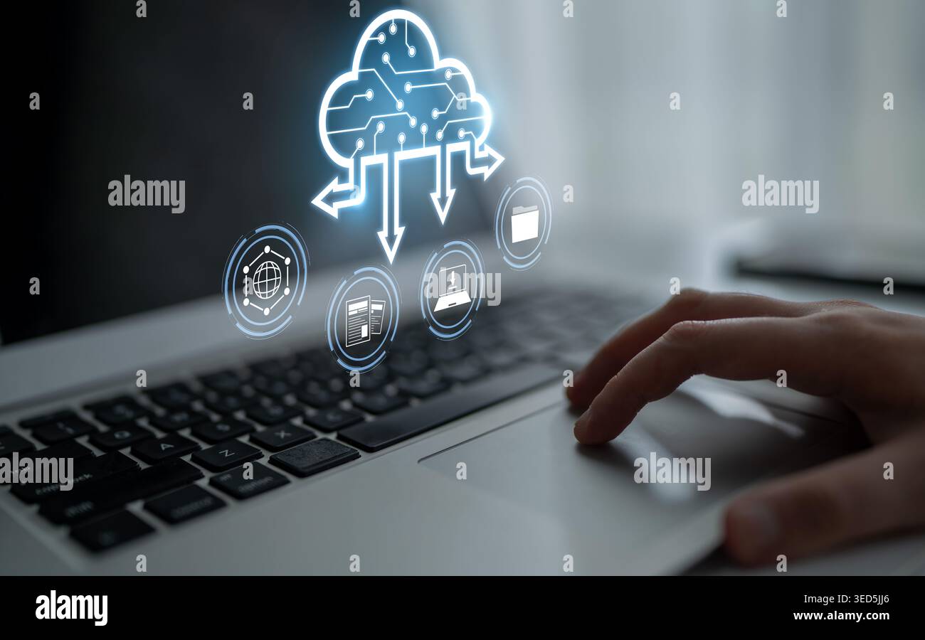 Cloud computing enables digital growth with secure data storage, scalable infrastructure, and strategic cloud-based business solutions. Latch Stock Photo