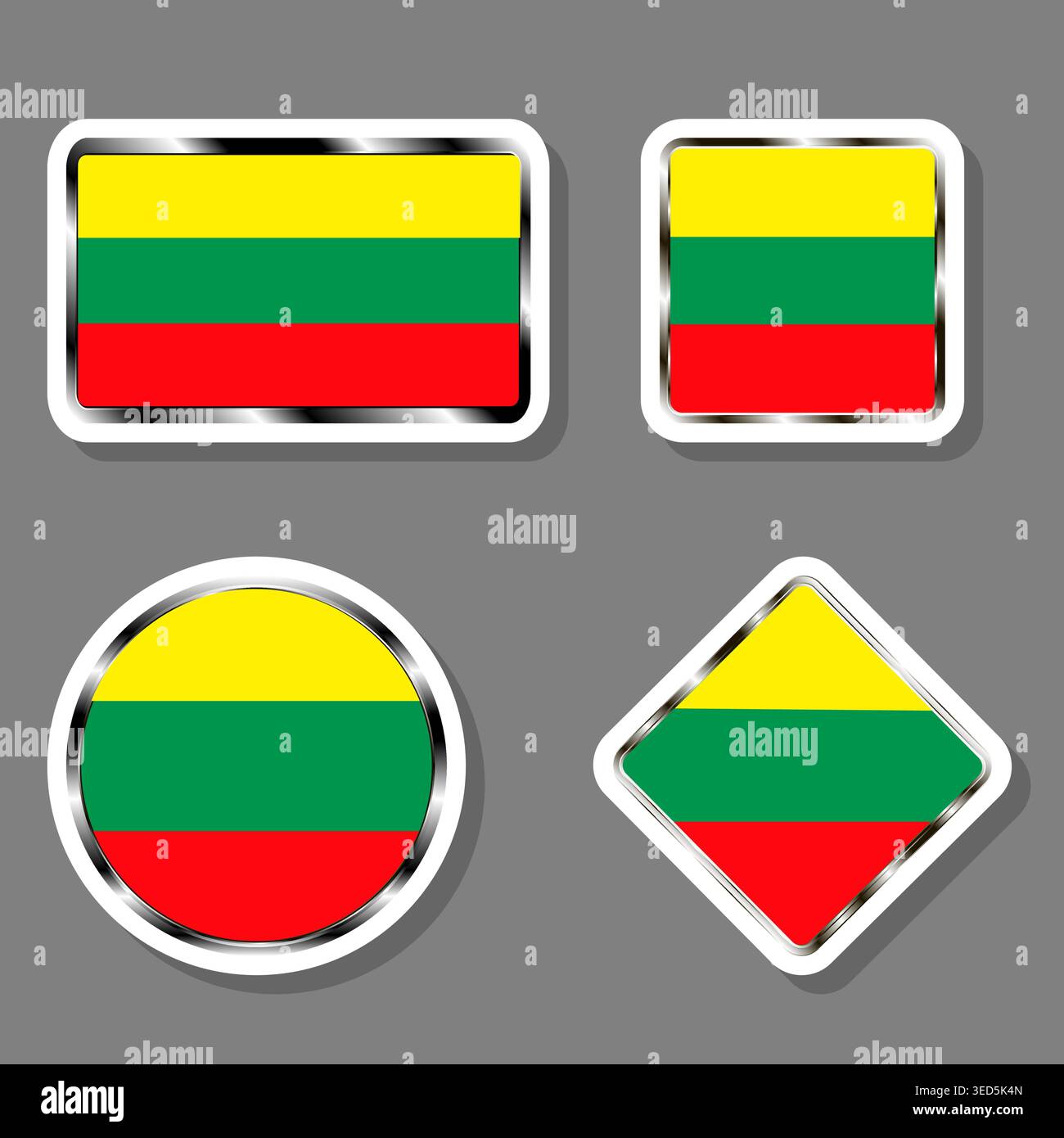 Illustration on theme beautiful symbols for colorful state flag Lithuania, logo state flag Lithuania consisting of flat design with colored elements, Stock Vector
