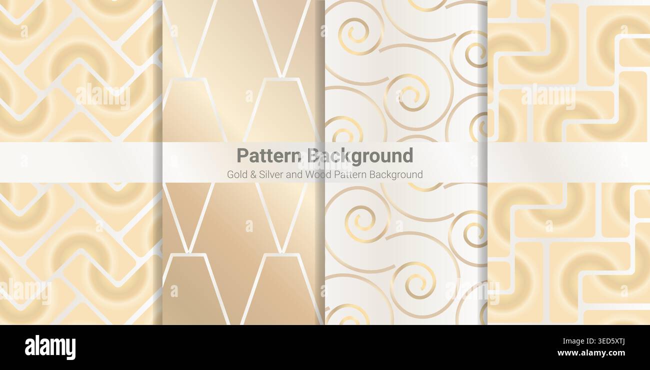 pattern background gold, silver gold and wood pattern background Stock Vector
