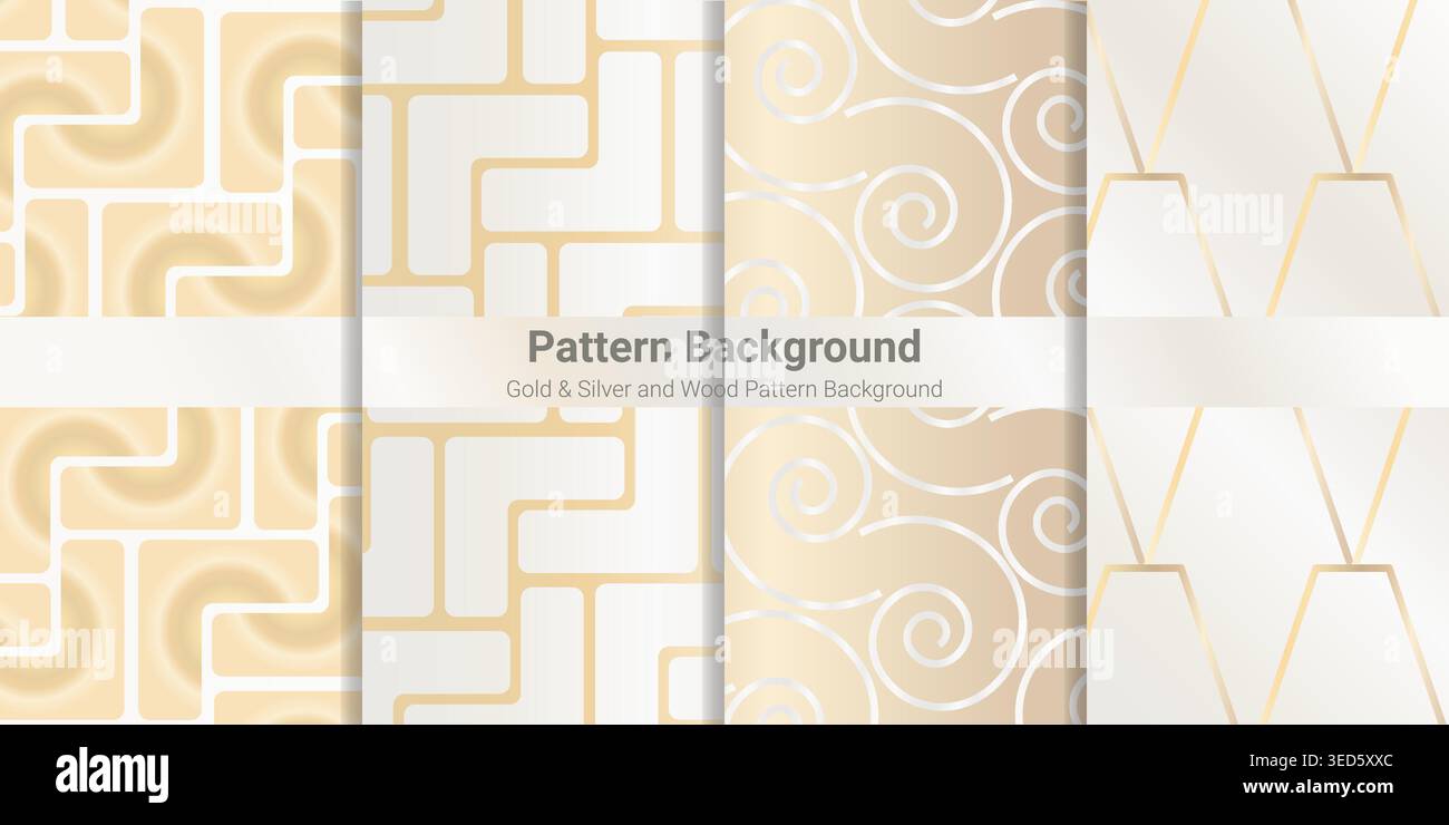 pattern background gold, silver gold and wood pattern background Stock Vector