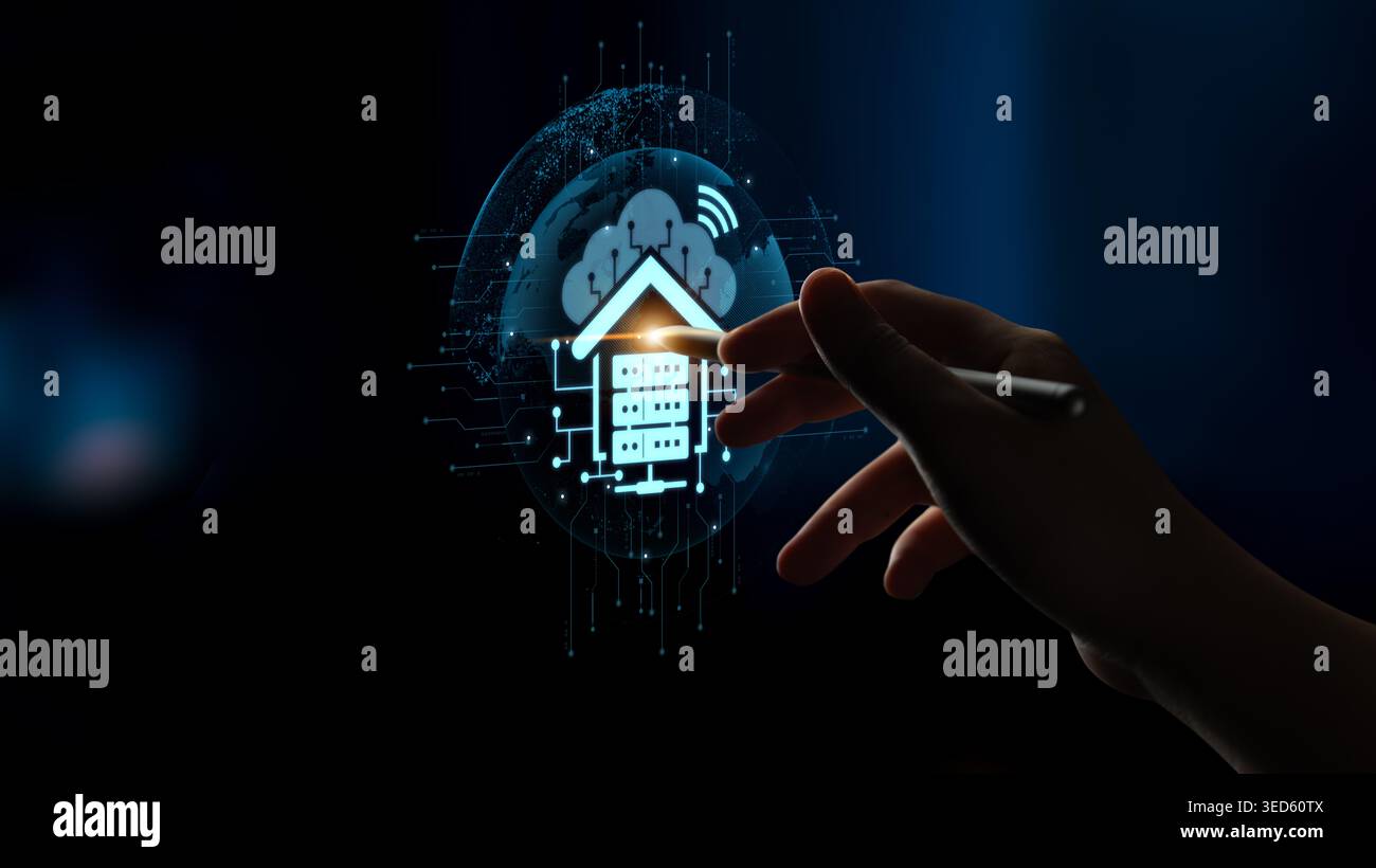 Cloud computing, cloud strategy, and cloud technology transforming digital infrastructure with scalable services, secure data storage, and cloud-based Stock Photo