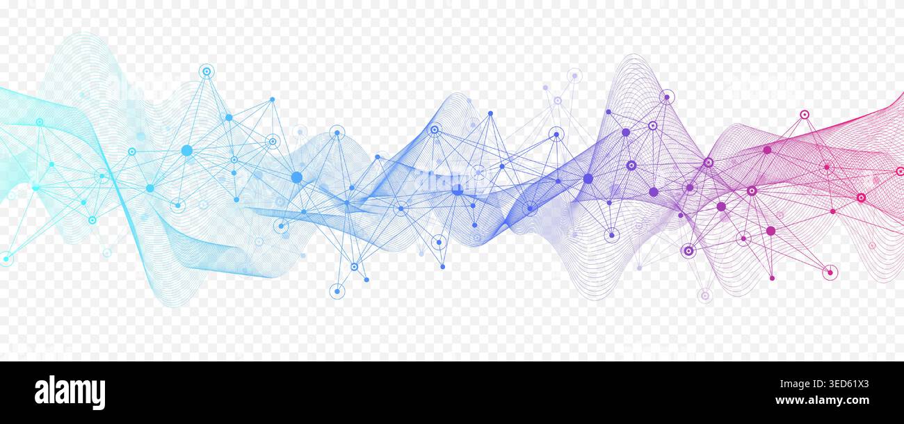 Abstract tech network connection dots. Digital background and big data technology. Blue background with plexus lines effect. Geometric background with Stock Vector