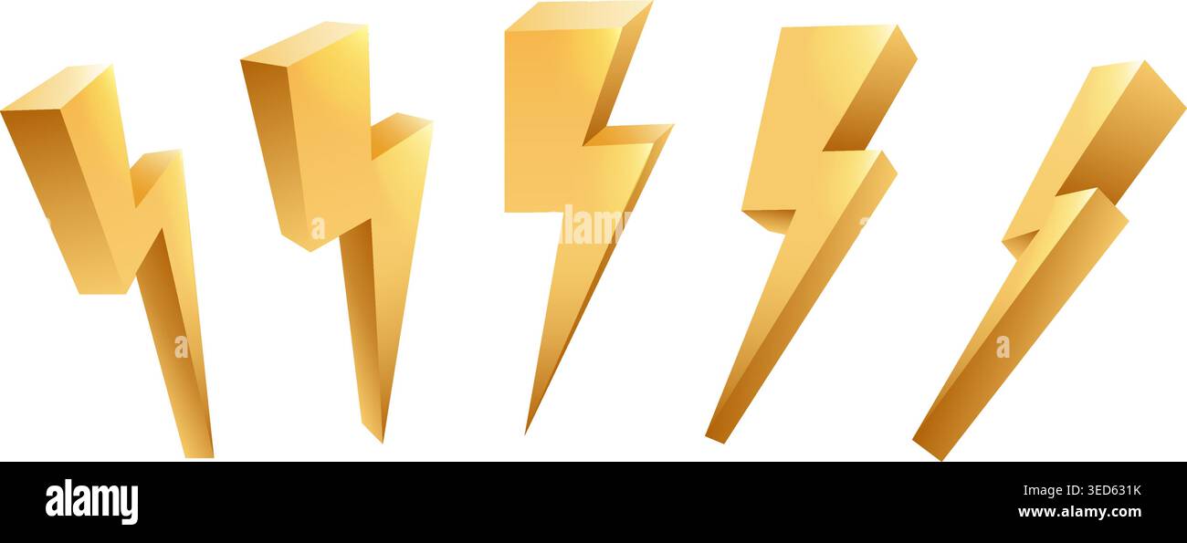 3d golden thunderbolt Stock Vector