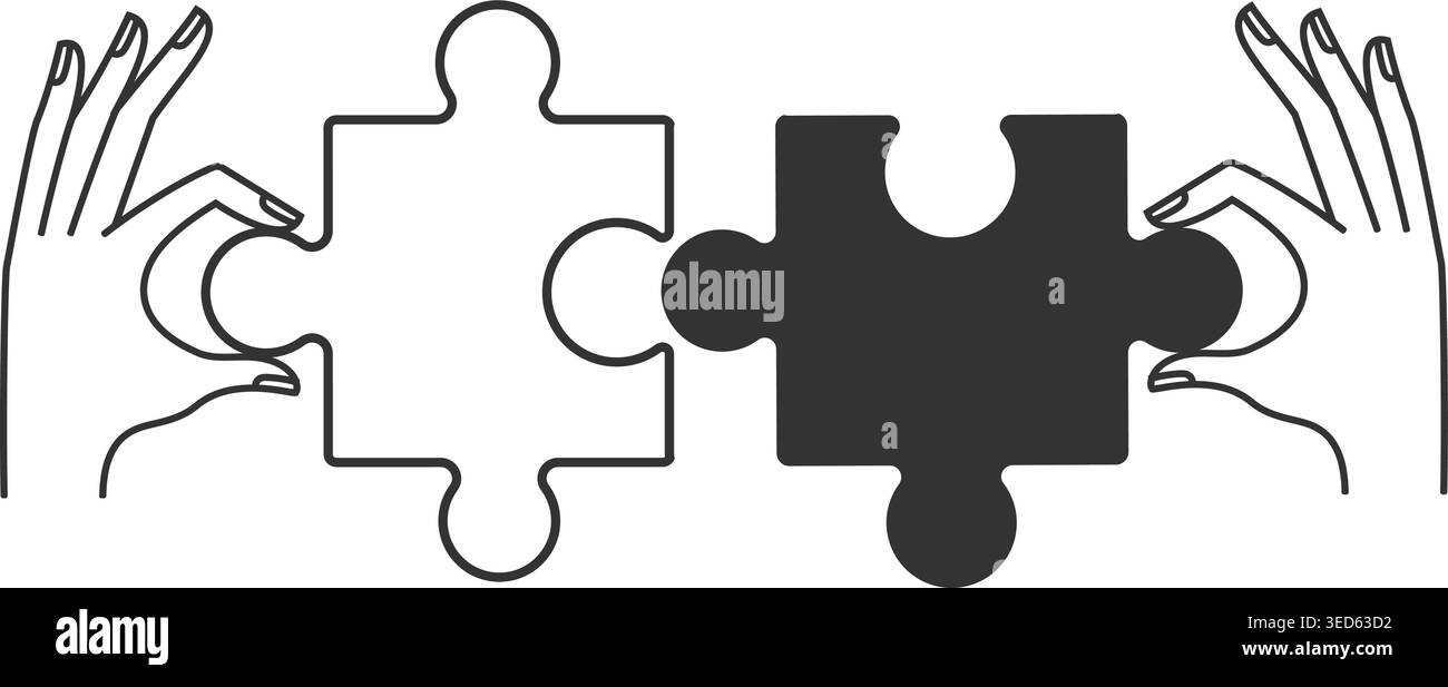 Hands holding puzzle pieces Stock Vector
