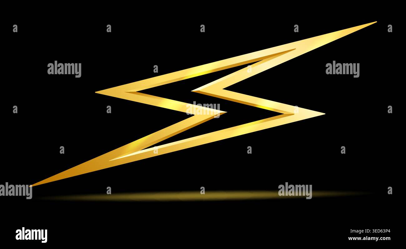 3d golden lightning Stock Vector