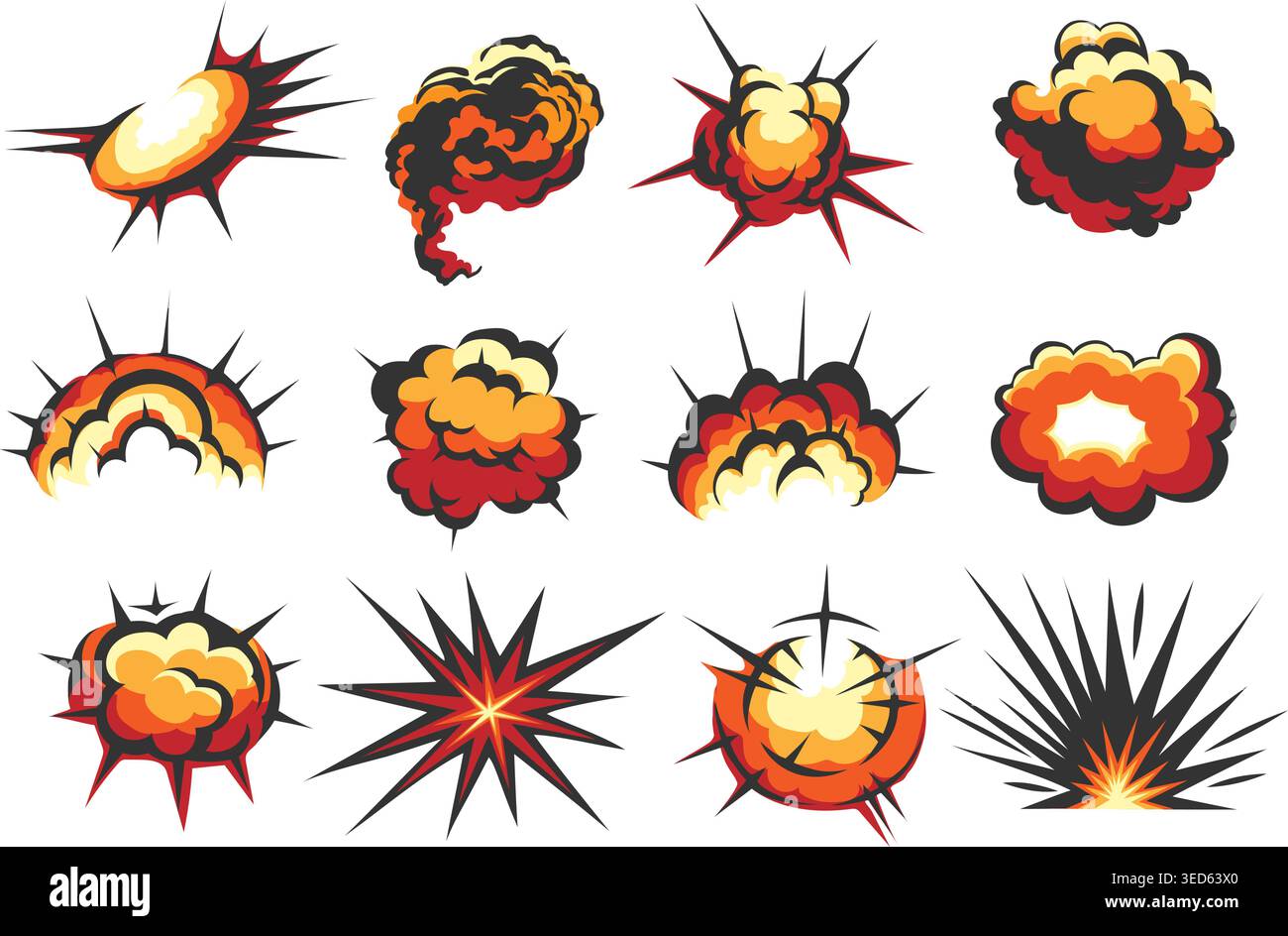 Cartoon colorful explosion clouds Stock Vector