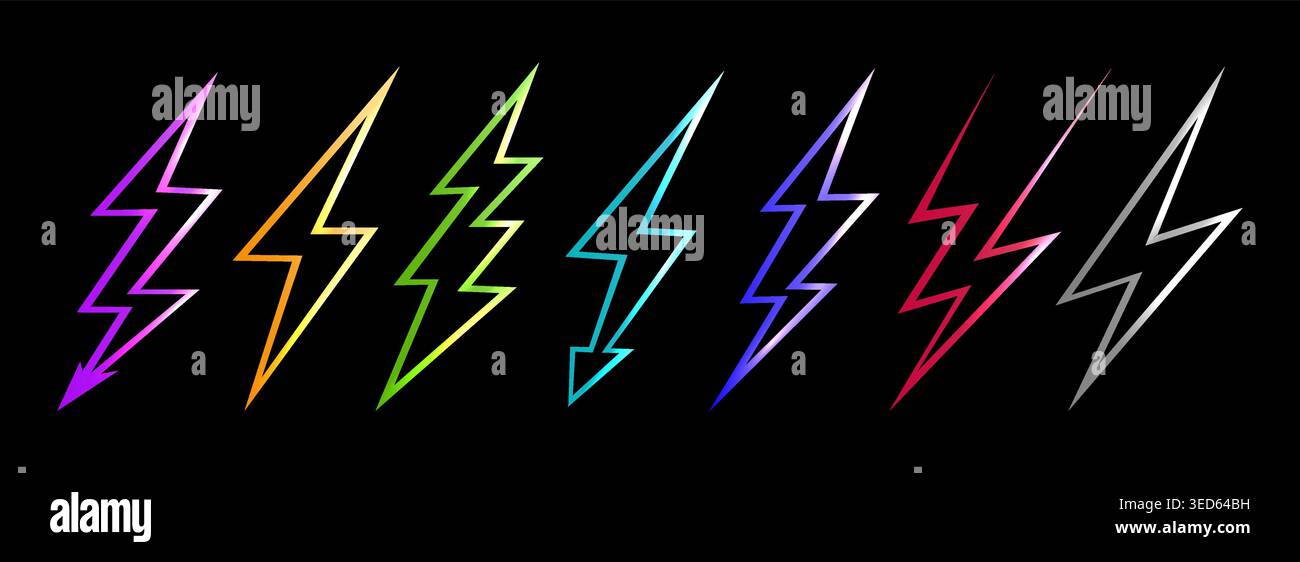 Glowing lightning bolts Stock Vector