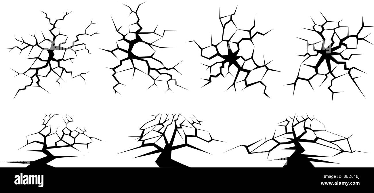 Ground crack hole textures Stock Vector