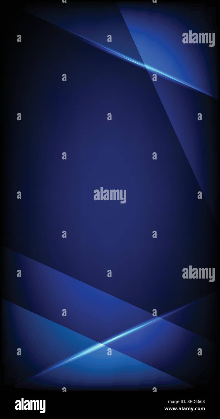 Premium dark blue gradient background featuring sharp geometric shapes and elegant neon light streaks Stock Vector
