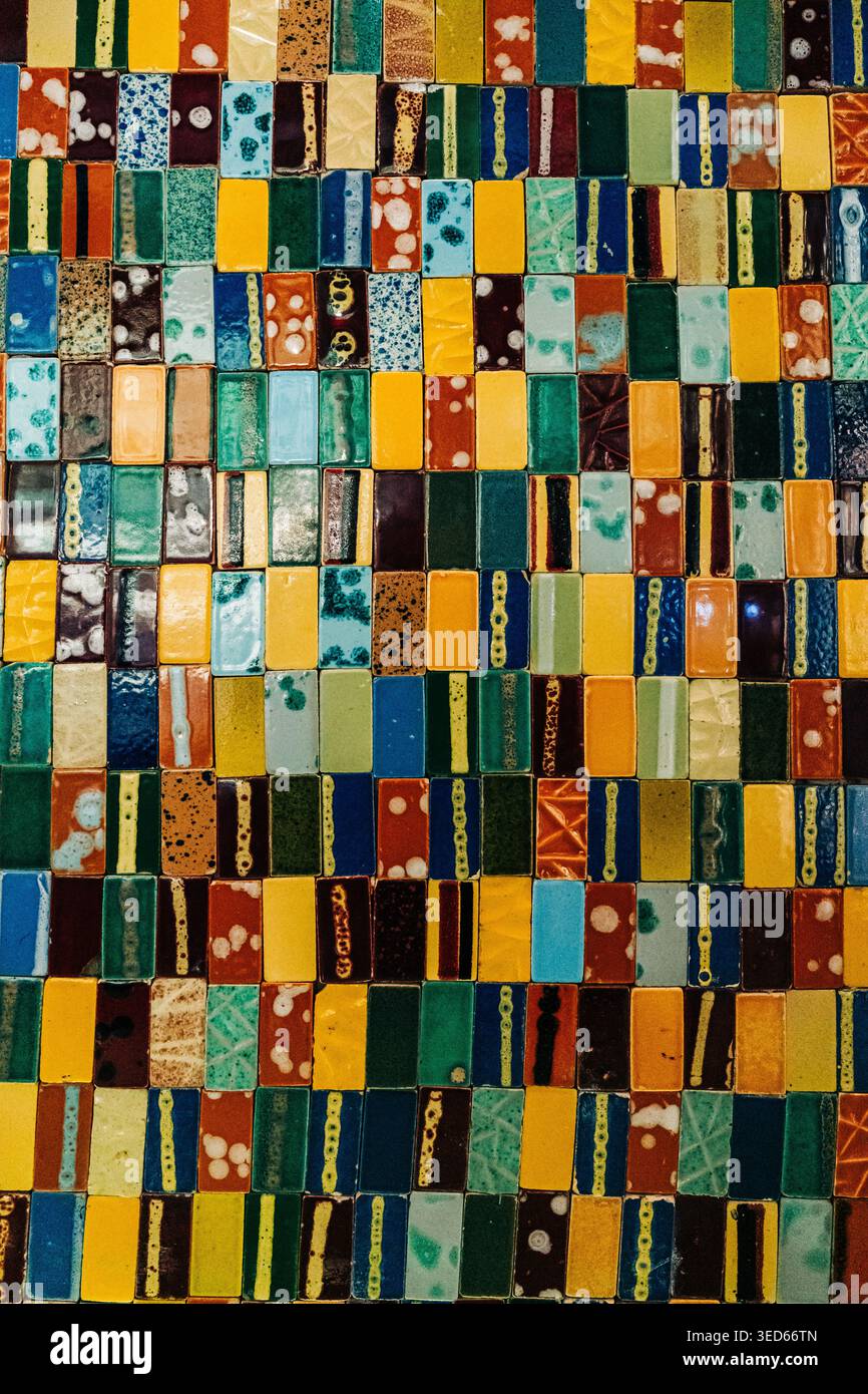 Colorful ceramic tiles creating abstract mosaic pattern Stock Photo