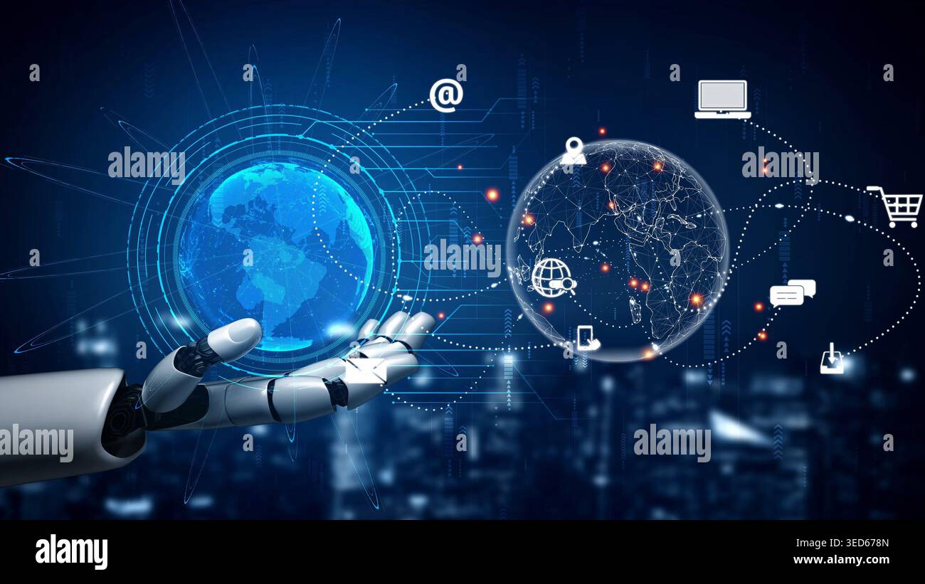 Digital network visualization showing hi-res stock photography and ...