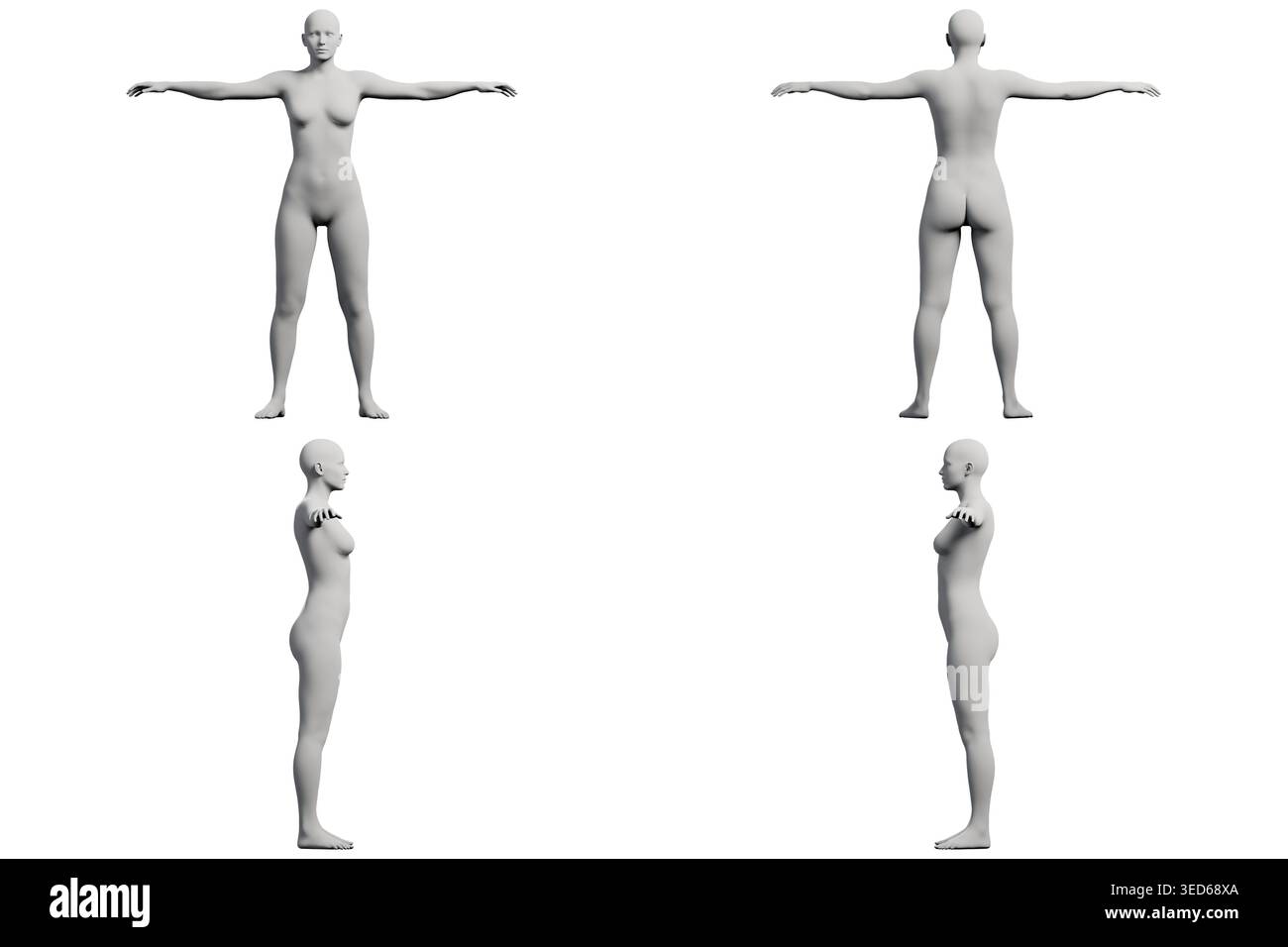 Studio Model Collage A multi-view collage of a female figure model in a studio setting ...