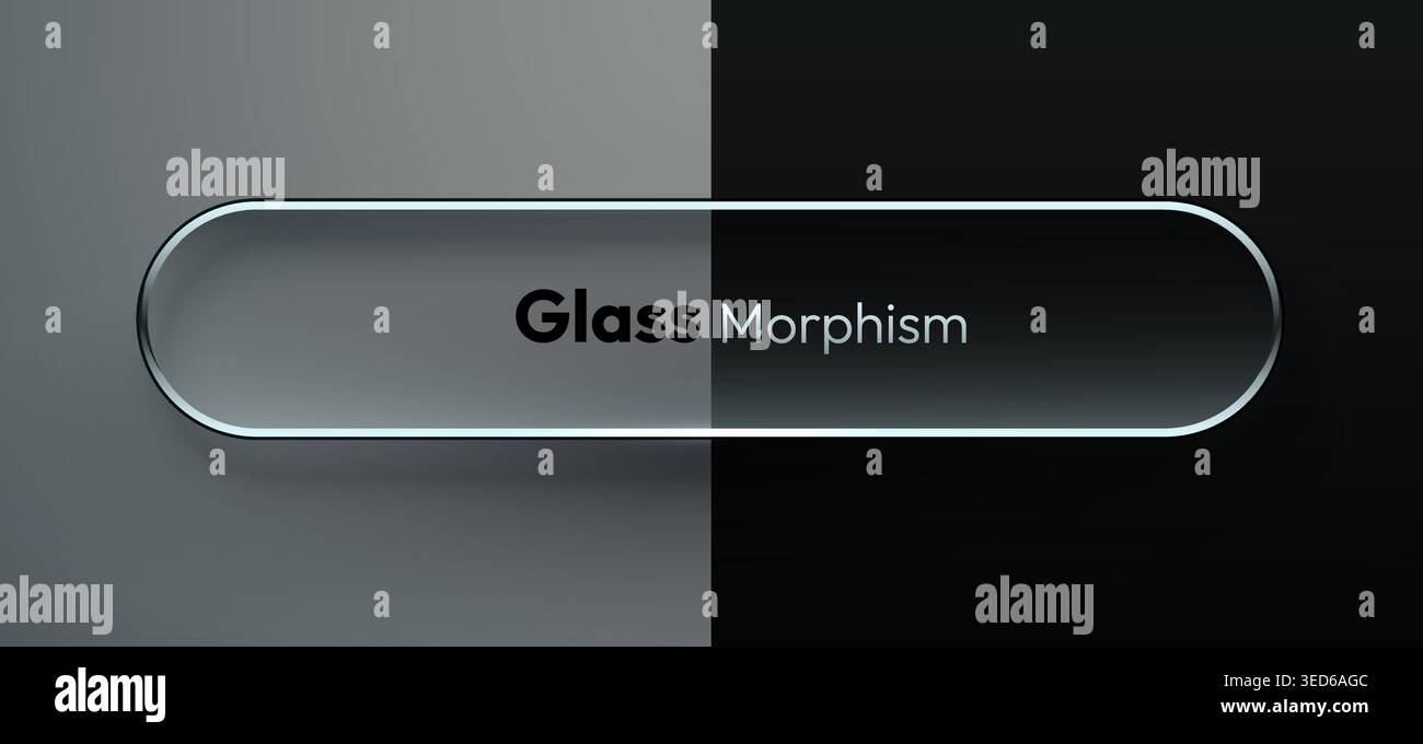 Glassmorphism UI element with transparent effect. Glass button for modern web design. Vector illustration. Stock Vector