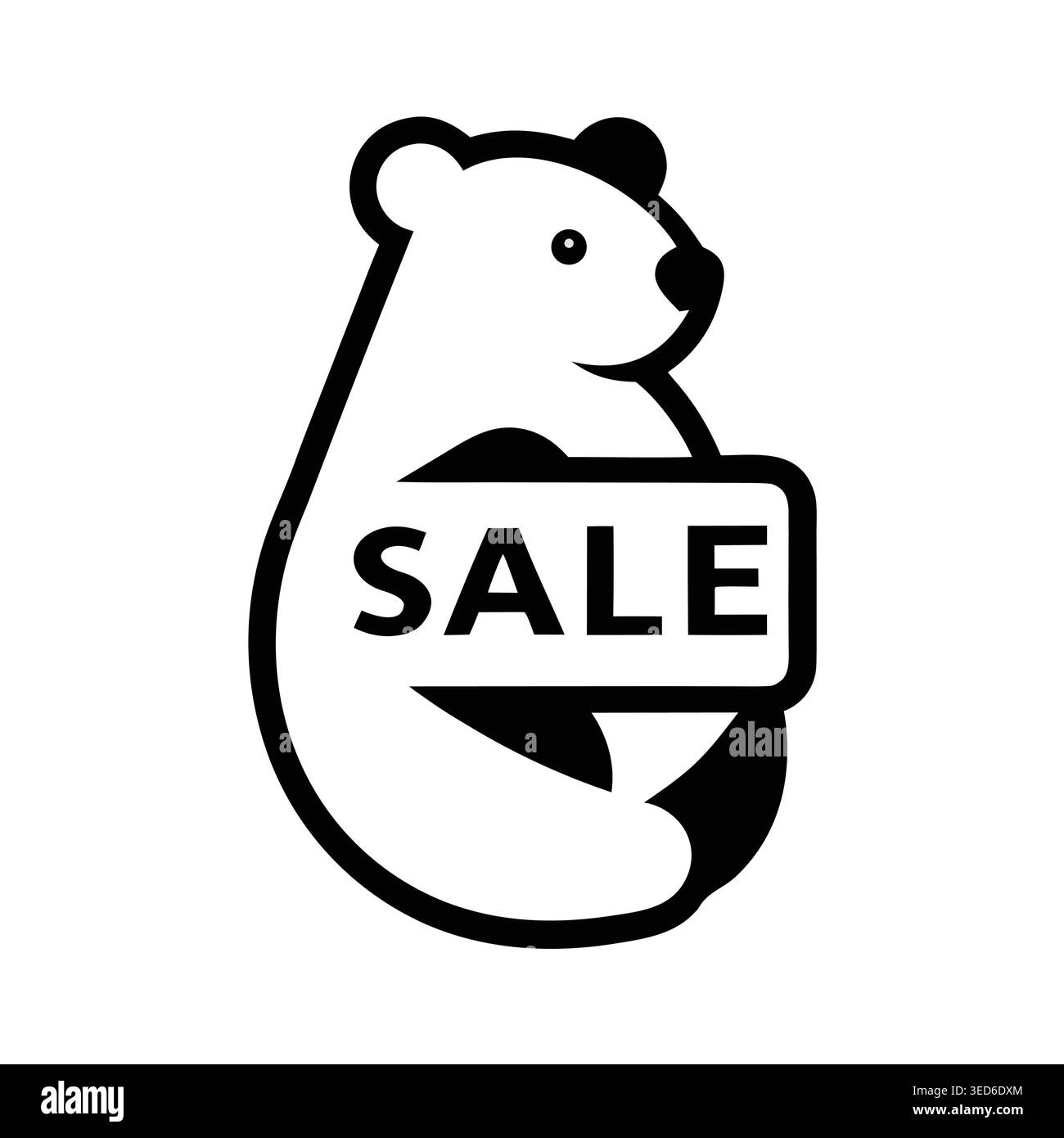 Minimalist Panda Bear Sale Logo Stock Vector