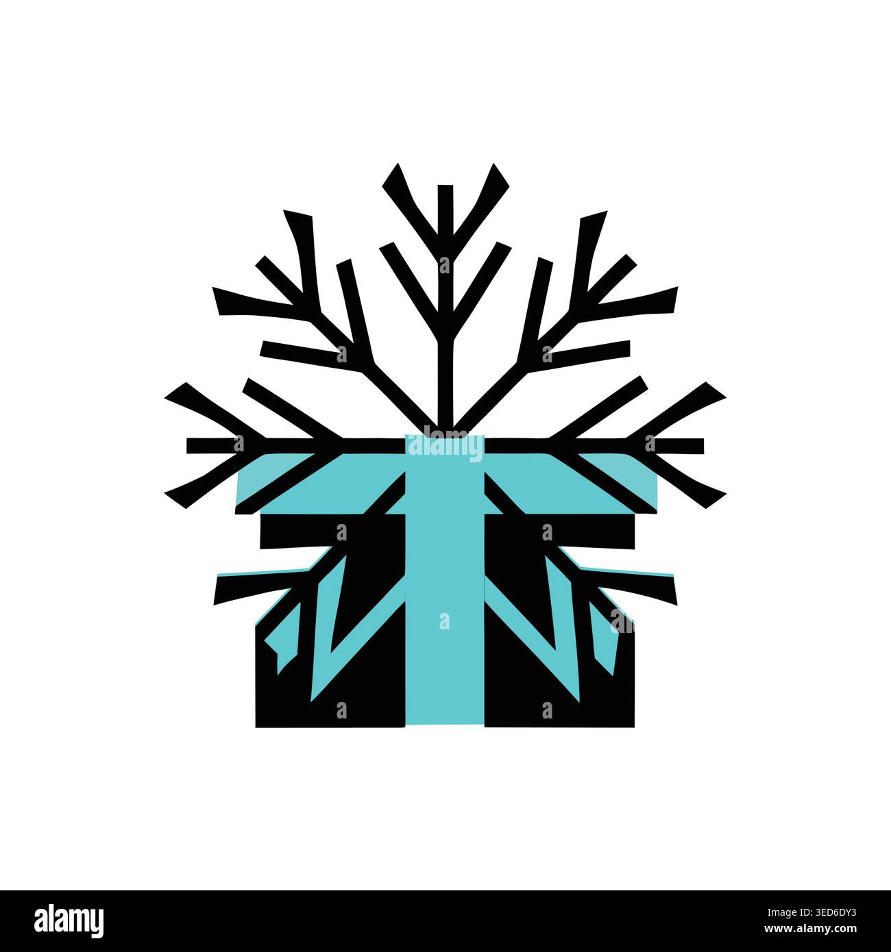 Winter Snowflake Gift Box Logo Stock Vector