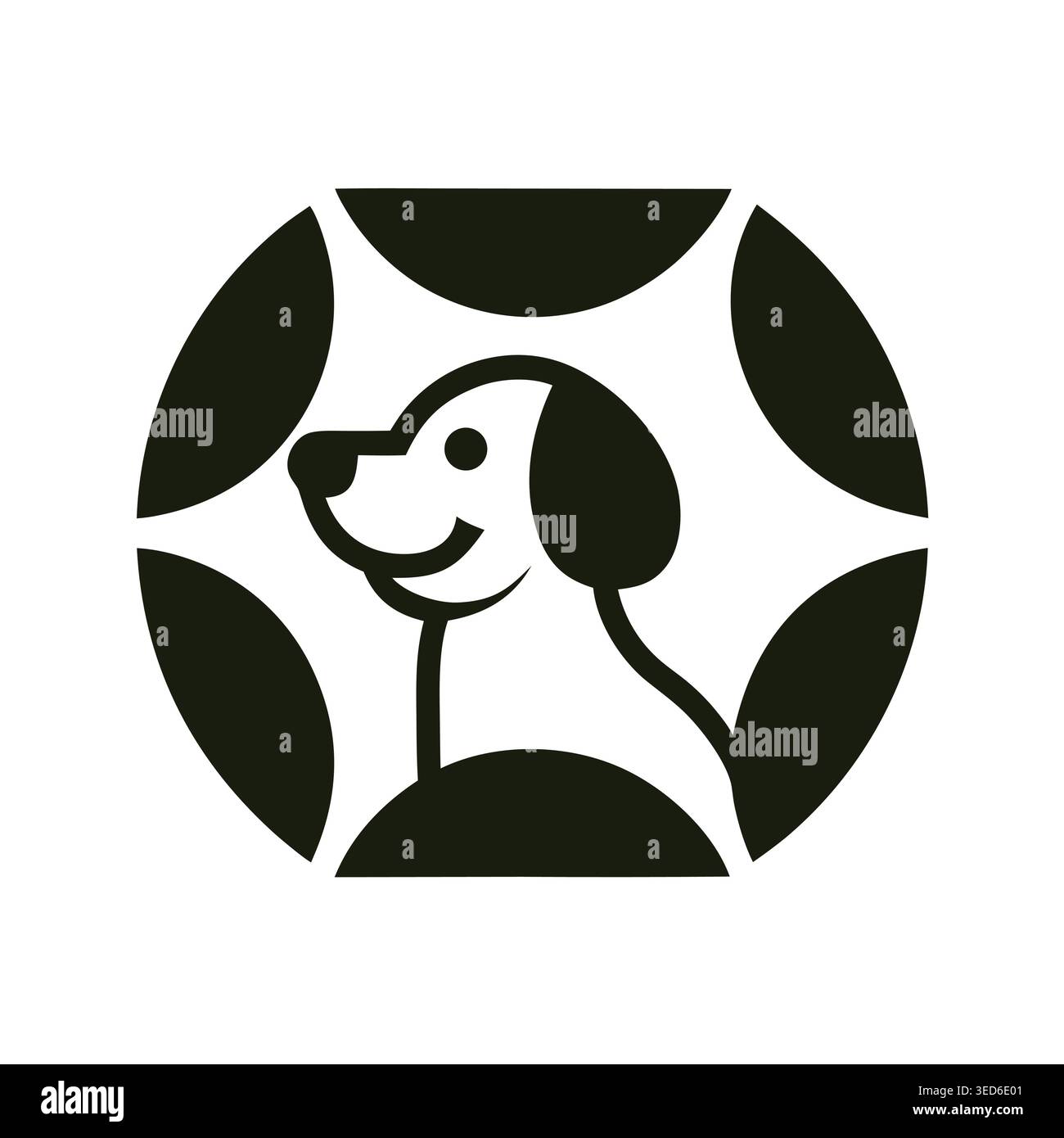Minimalist Dog Portrait Circular Logo Stock Vector