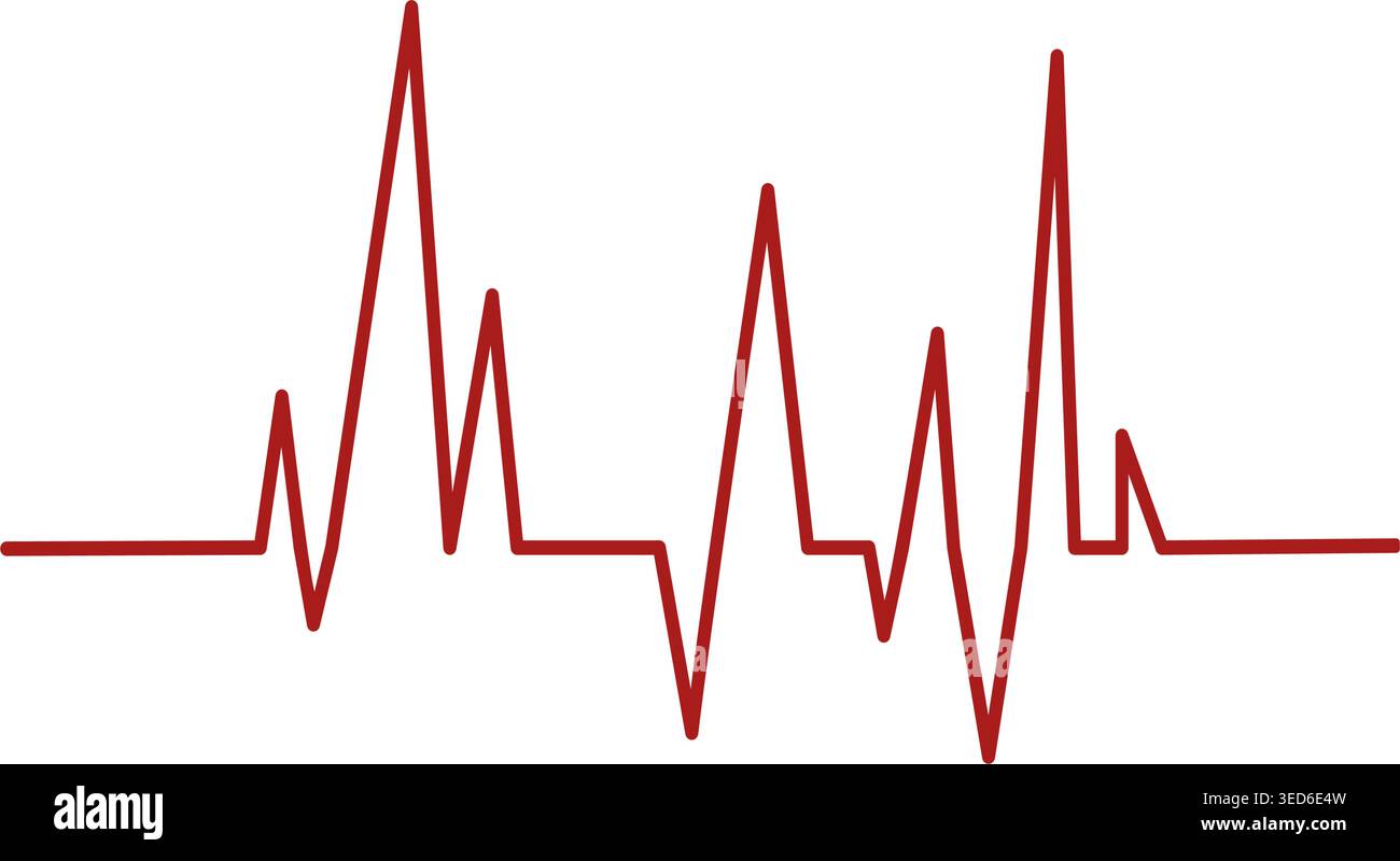 Part of heartbeat waveform. Cardiogram chart isolated on white ...