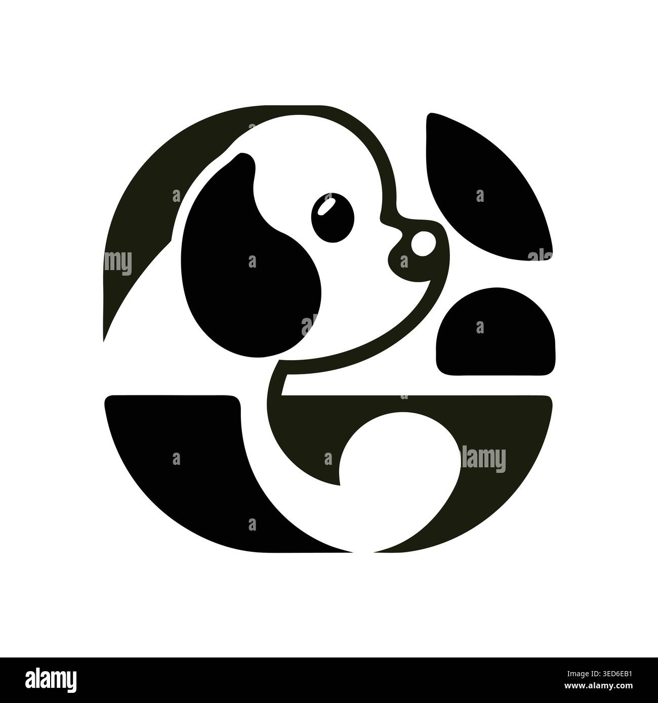Minimalist Circular Puppy Dog Vector Logo Design Stock Vector