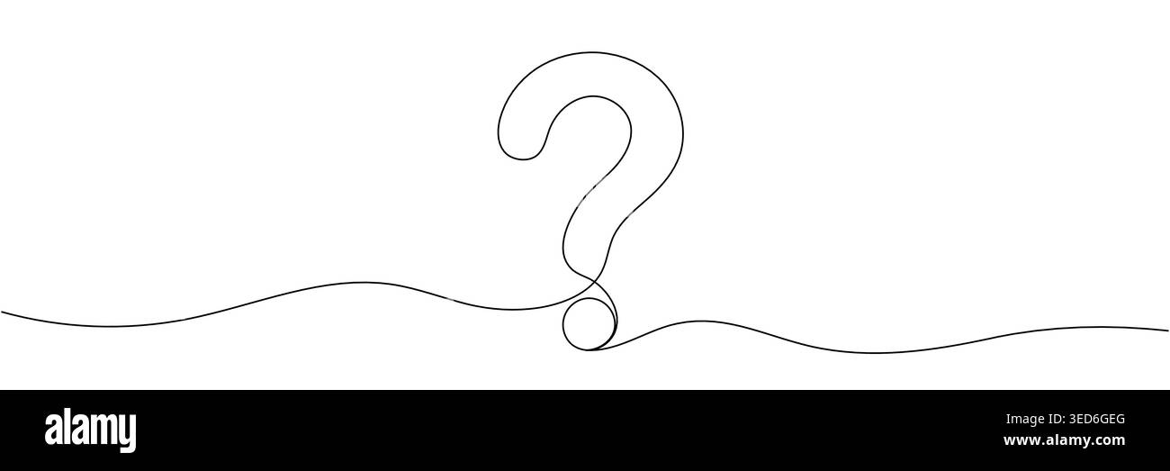 Question mark linear background. One continuous drawing of a question mark. Vector illustration Editable stroke. Stock Vector