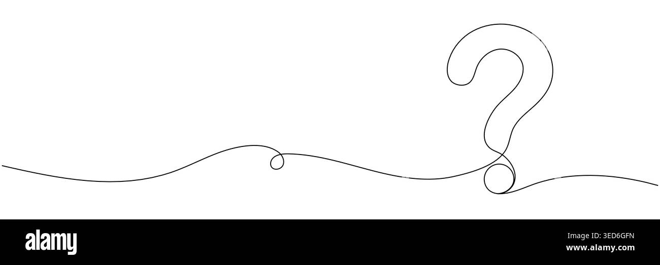 Question mark linear background. One continuous drawing of a question mark. Vector illustration Editable stroke. Stock Vector