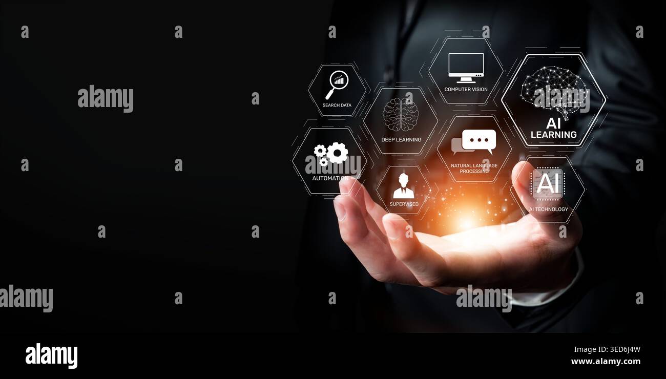 Explore the intersection of innovative generative AI and assistive technologies, showcasing advancements in coding and natural language processing Stock Photo