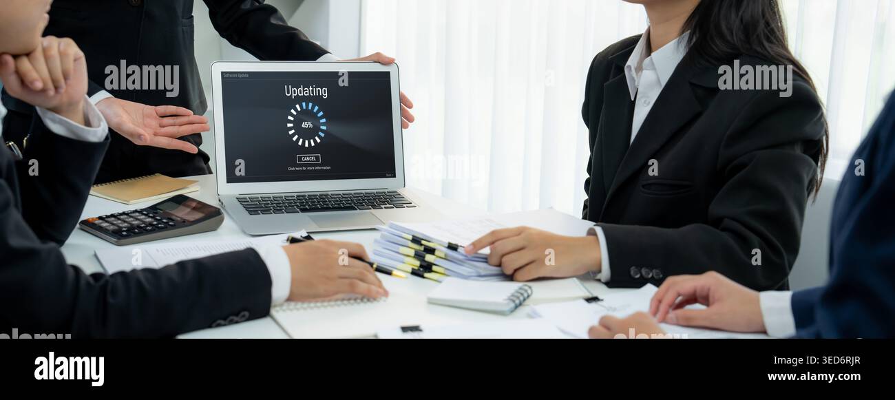 Software update on computer for brisk version of device software upgrade Stock Photo