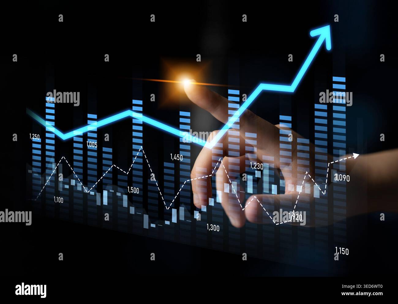 Businessman in statistics bars arrows hi-res stock photography and ...