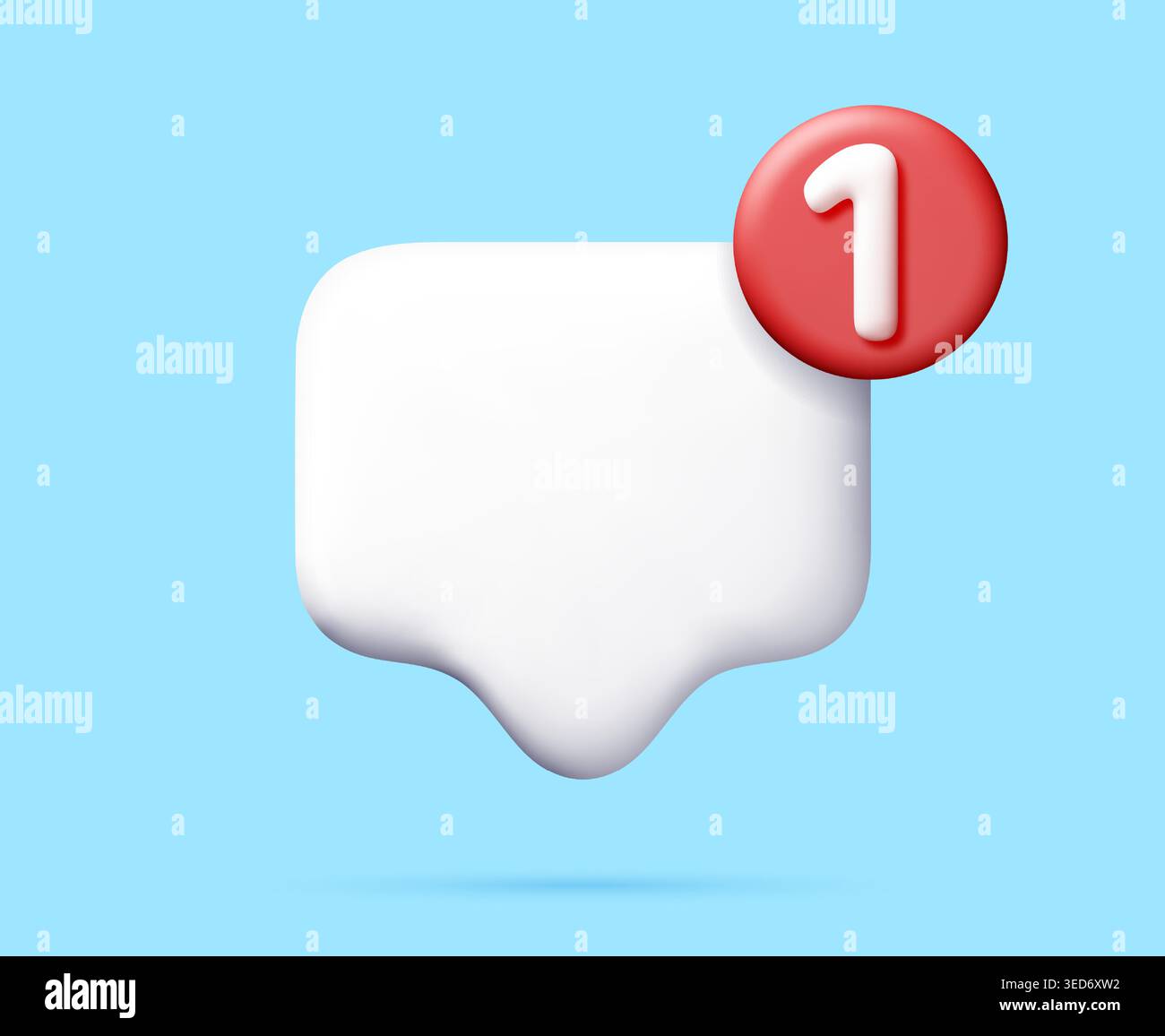 3d notification bubble with number one on blue Stock Vector
